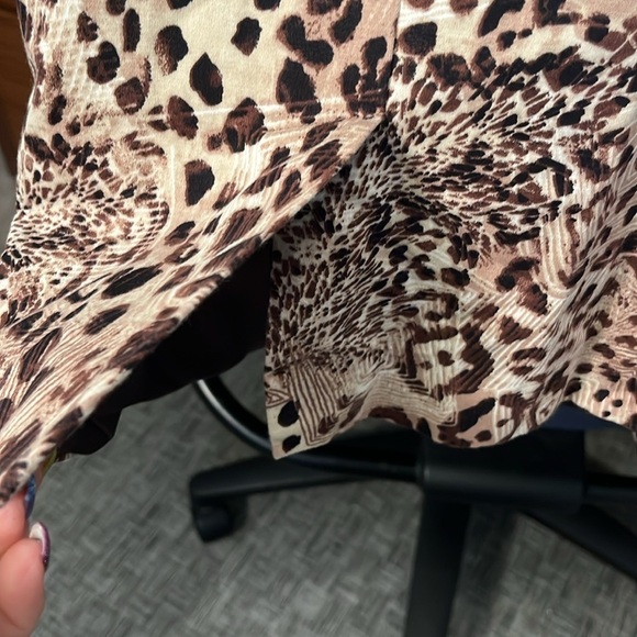 Chico’s Leopard Animal Print Blazer Jacket Chicos 3 XL Mandarin Collar - Picture 6 of 8